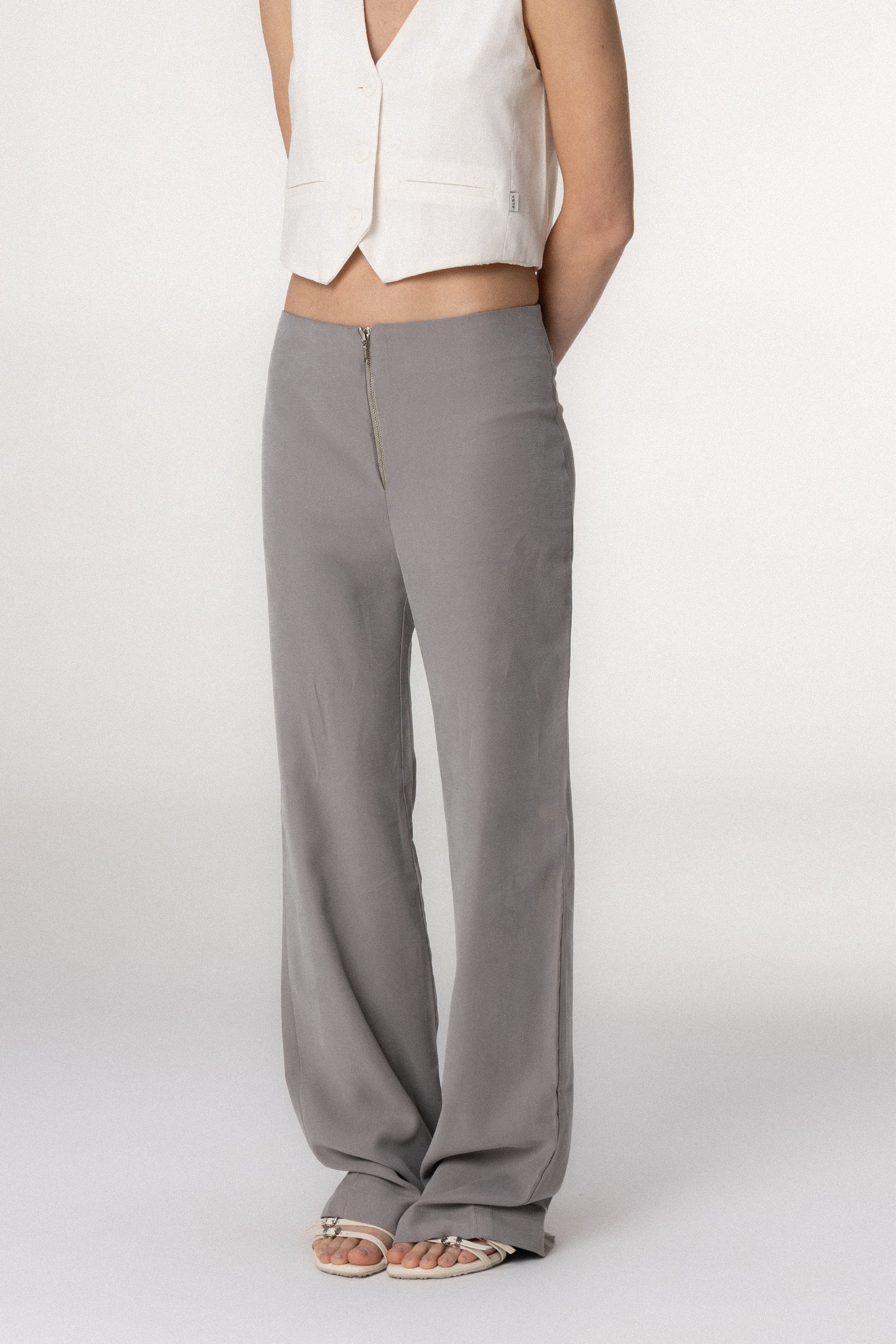 Calça Zíper Cinza