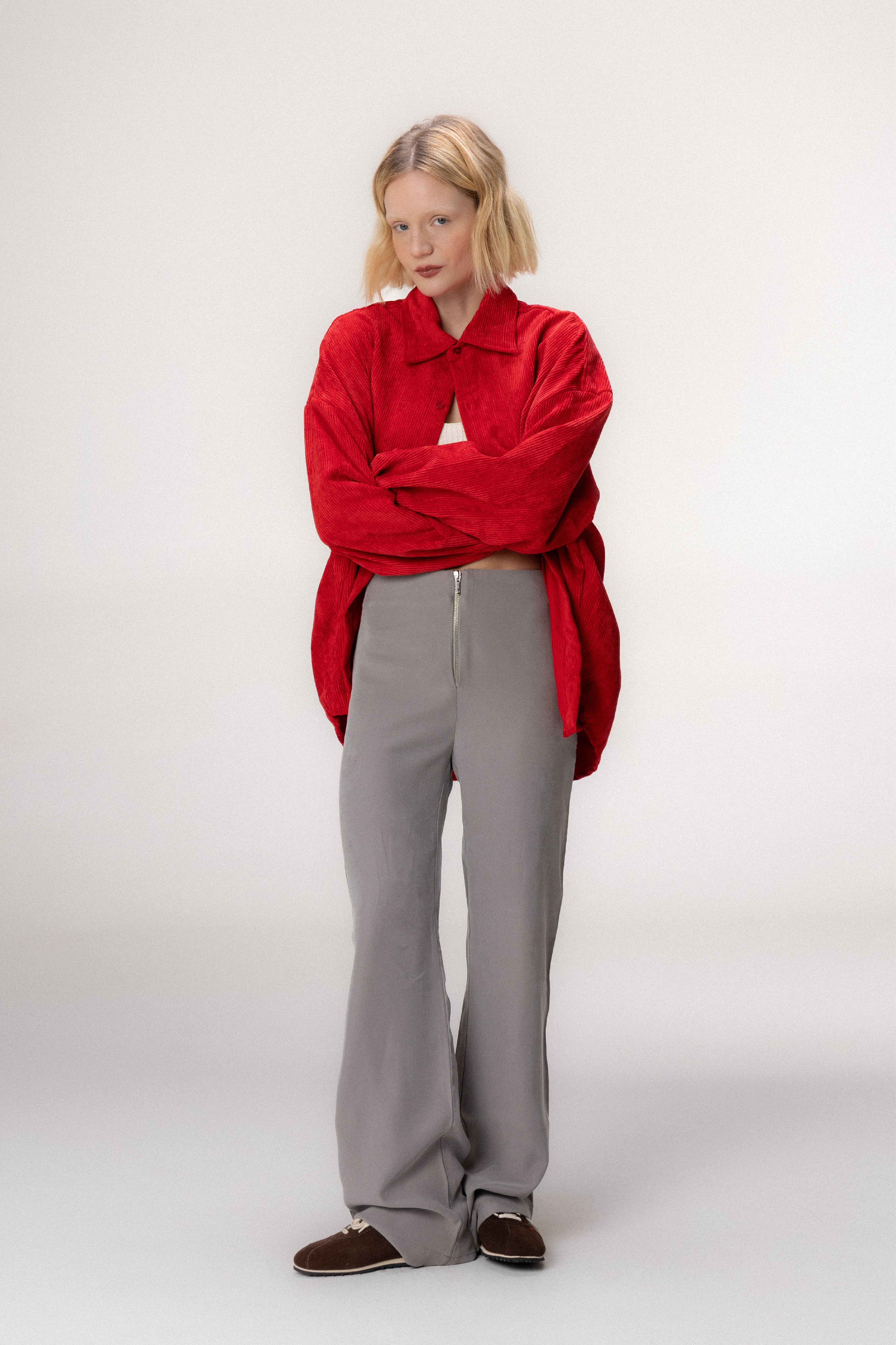 Calça Zíper Cinza