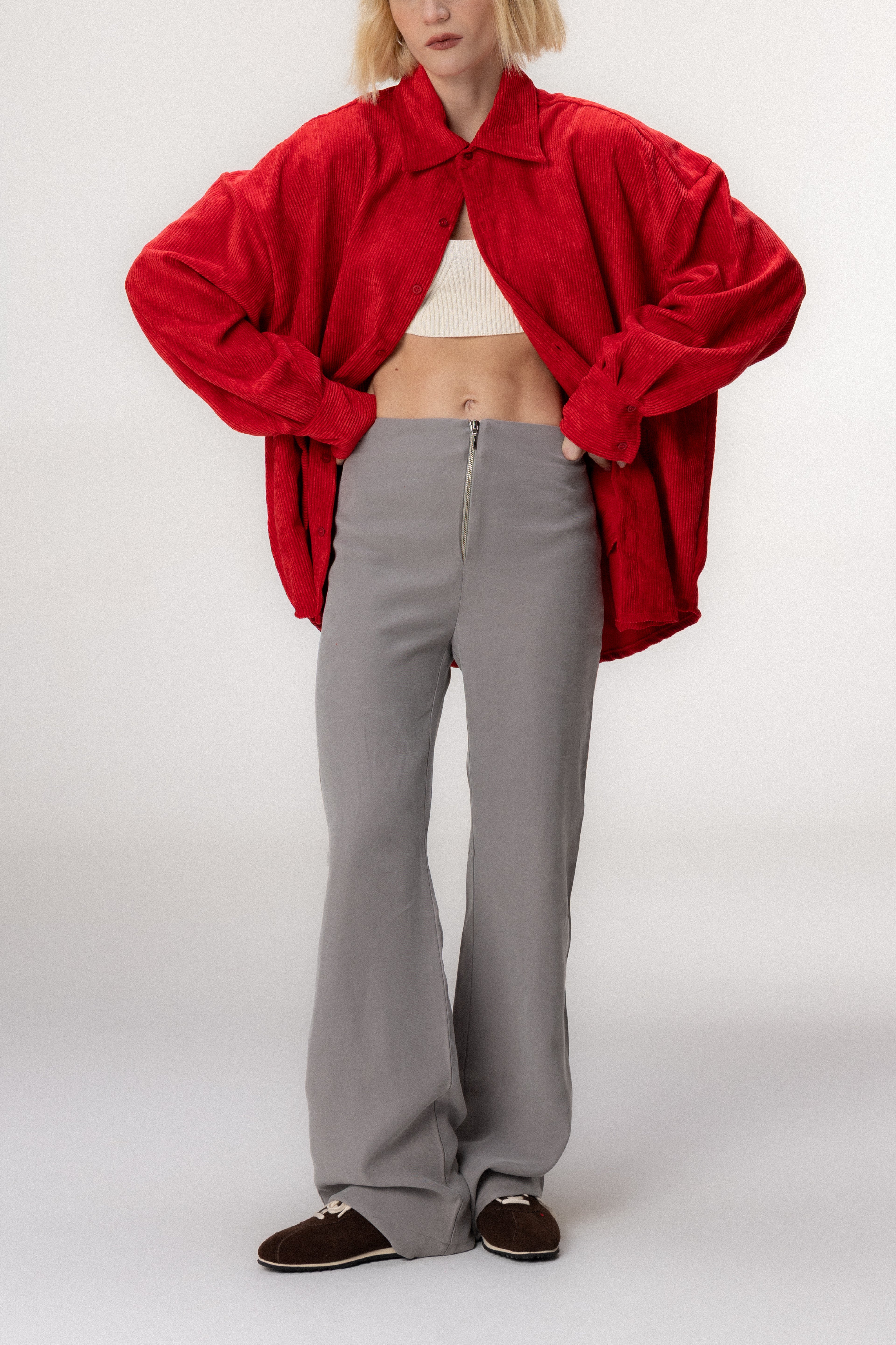 Calça Zíper Cinza