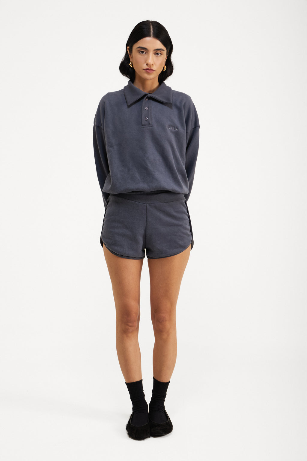 Short Moletom Chumbo
