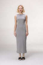 Vestido Midi Tricot Cinza