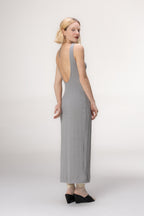Vestido Midi Tricot Cinza