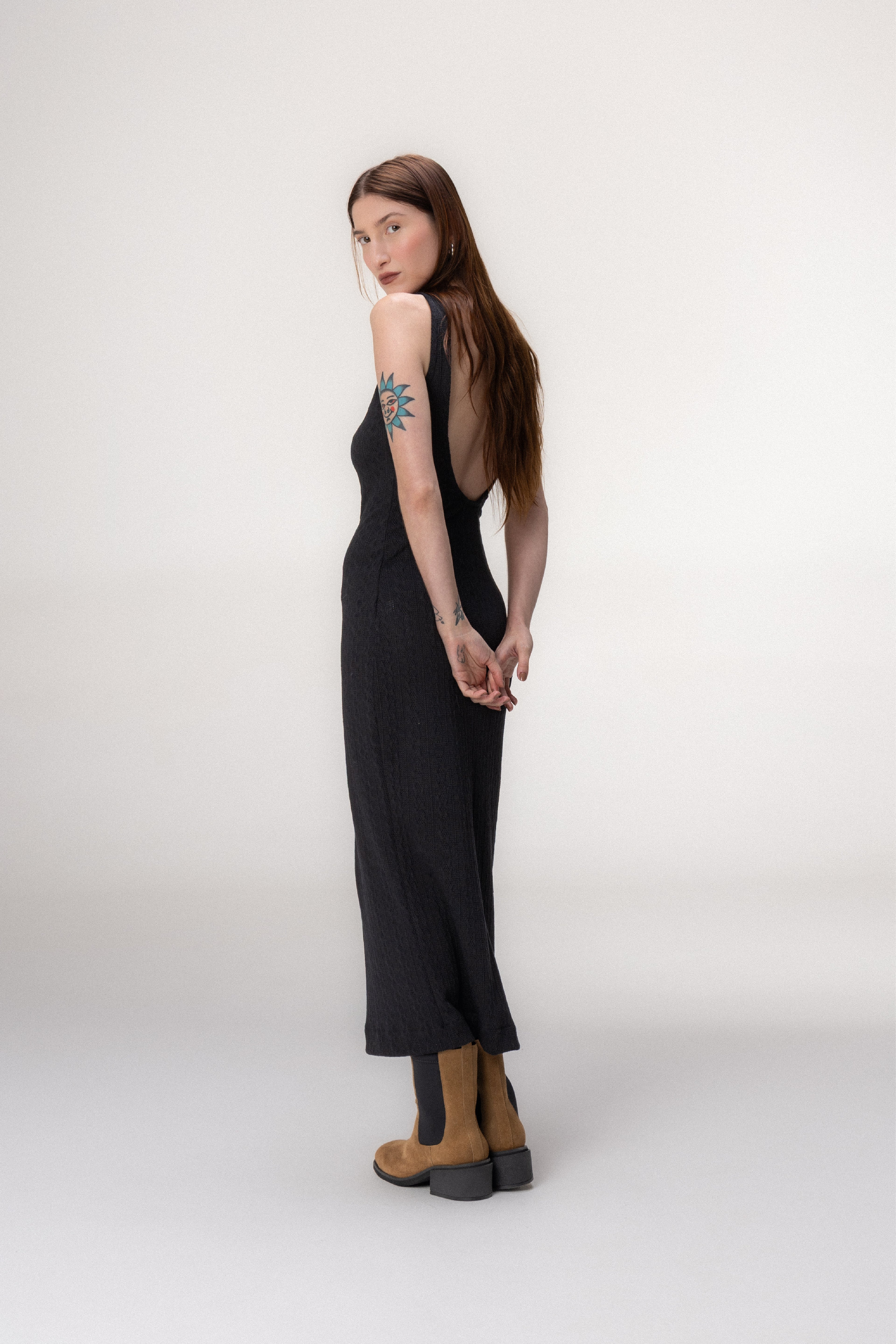 Vestido Midi Tricot Preto