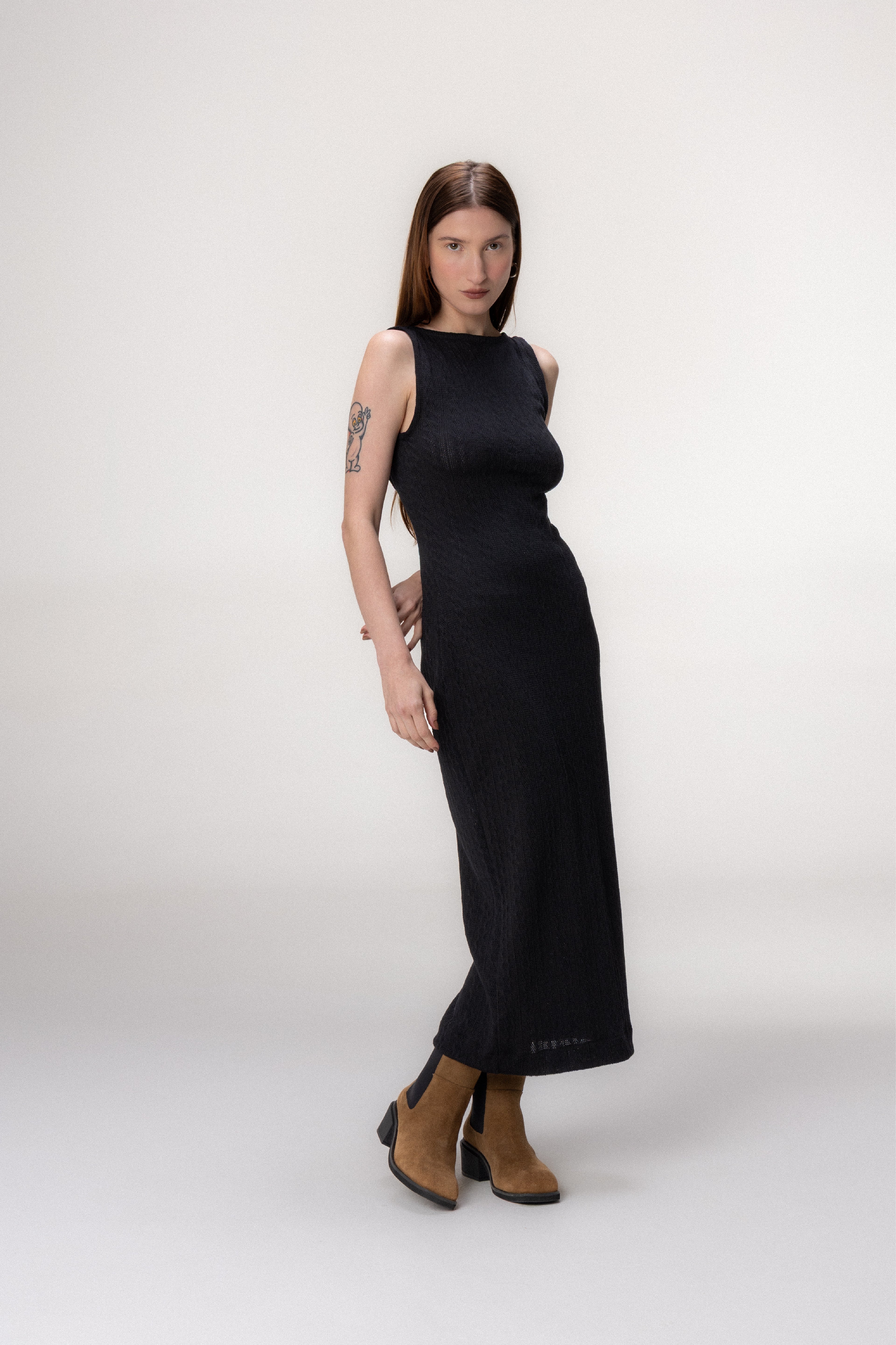 Vestido Midi Tricot Preto