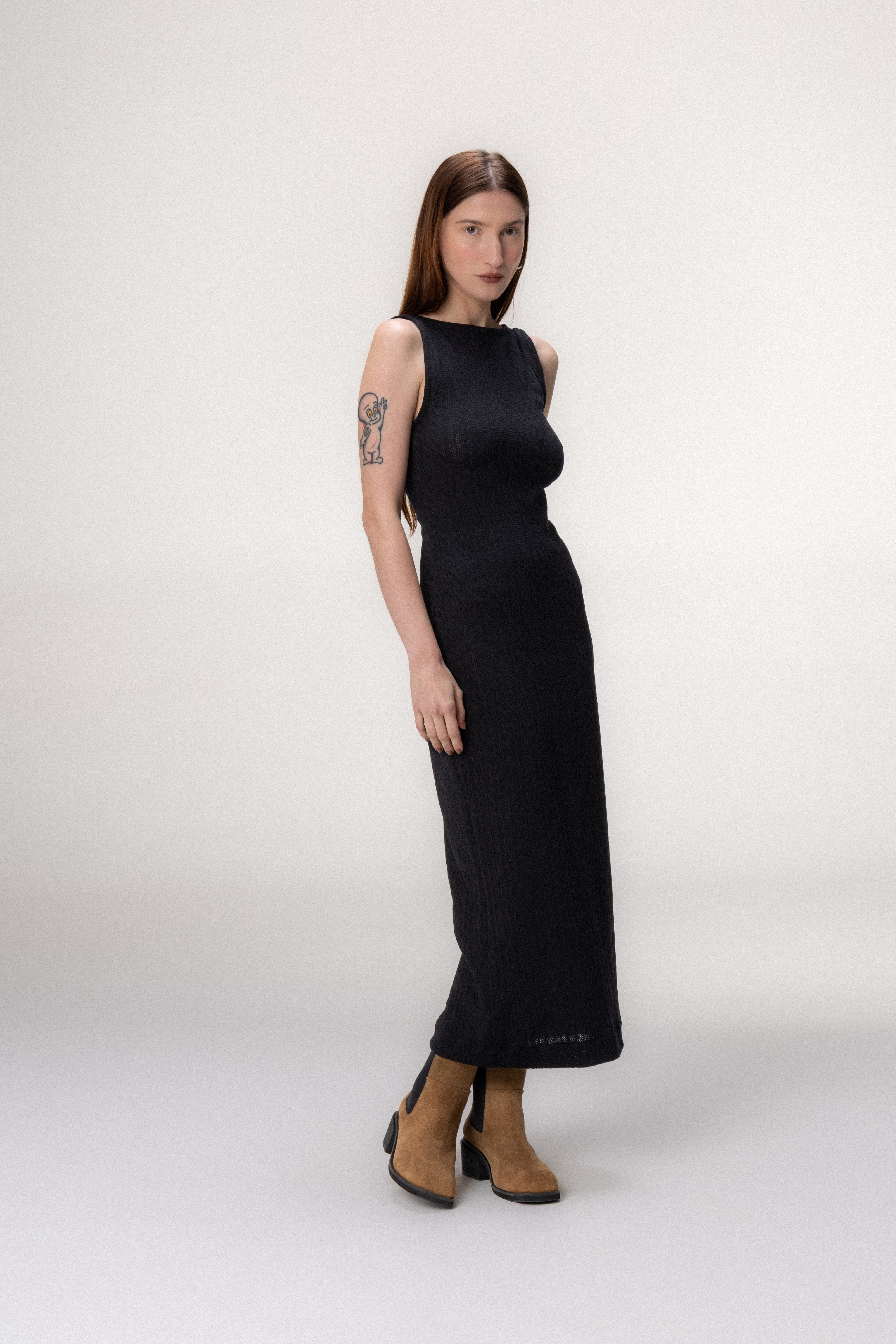 Vestido Midi Tricot Preto