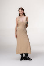 Vestido Pesponto Bege