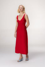 Vestido Pesponto Vermelho