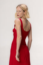 Vestido Pesponto Vermelho