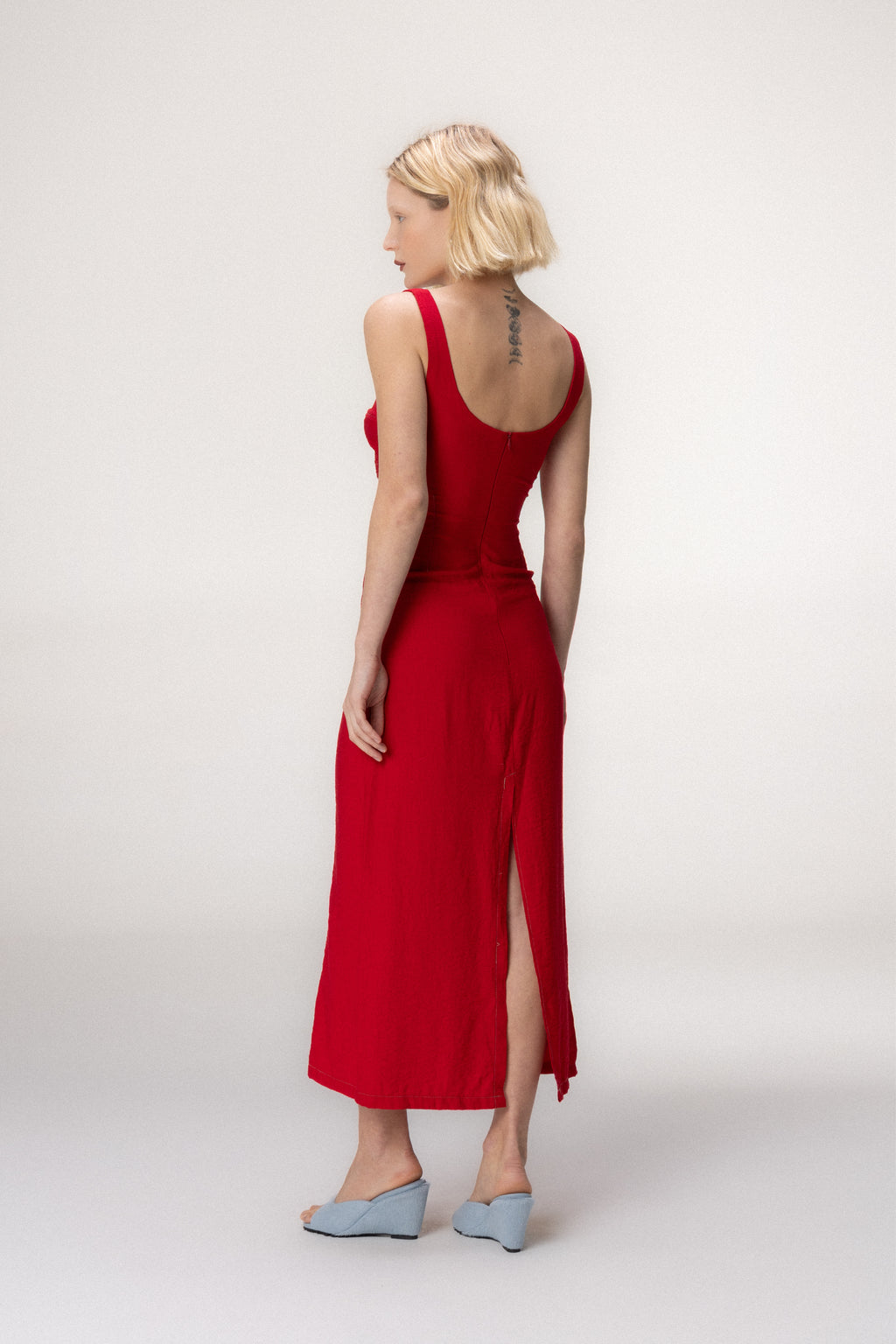 Vestido Pesponto Vermelho