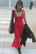 Vestido Pesponto Vermelho