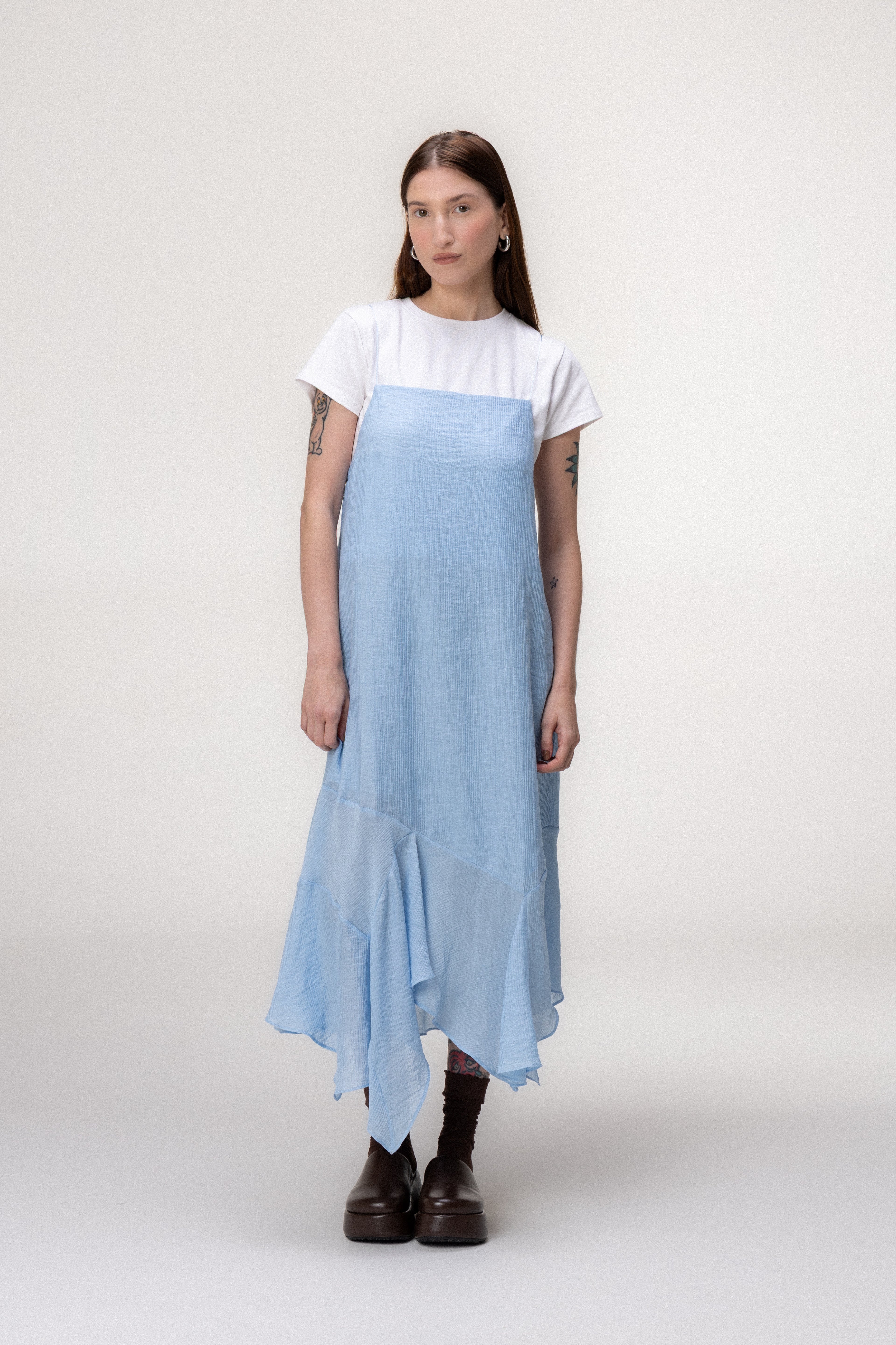 Vestido Recortes Azul