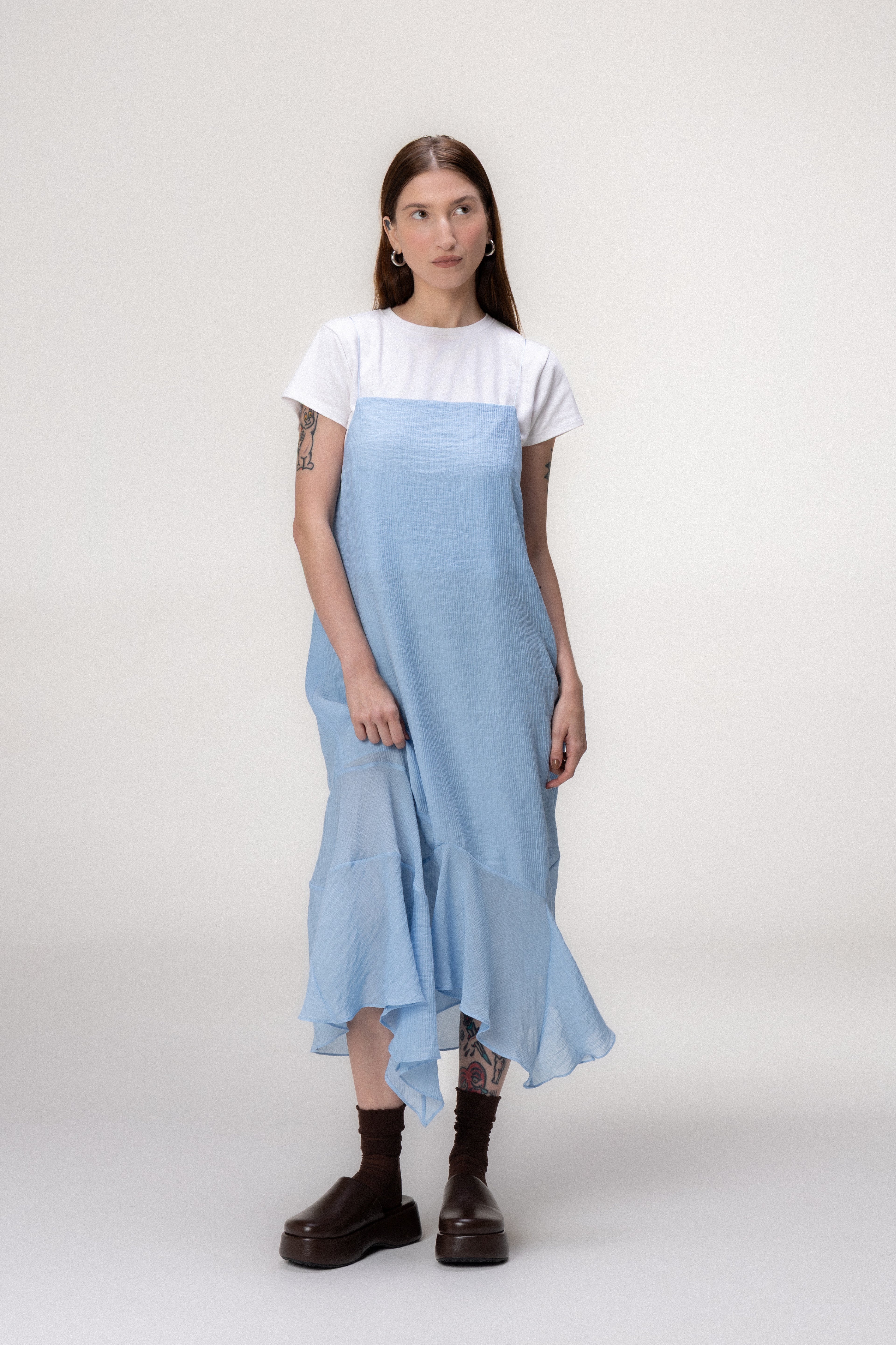 Vestido Recortes Azul